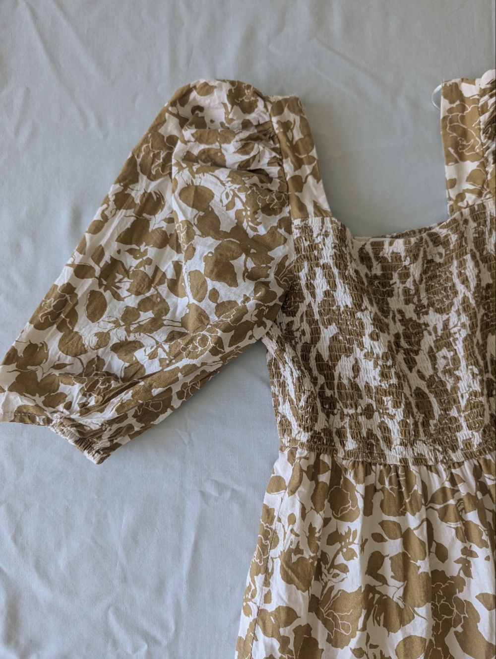 Moon River Anthropologie Smocked Poplin Dress With Puff Sleeves - Picture 5 of 11